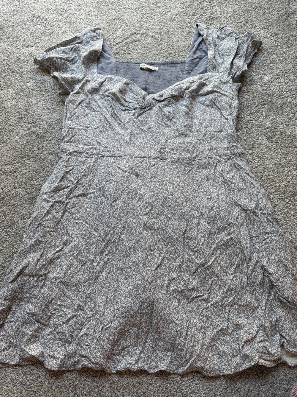 Abercrombie & Fitch Light Blue Micro-Print Mini Dress